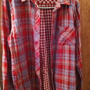 Vanilla Star Red and Blue Plaid Button-Down Shirt